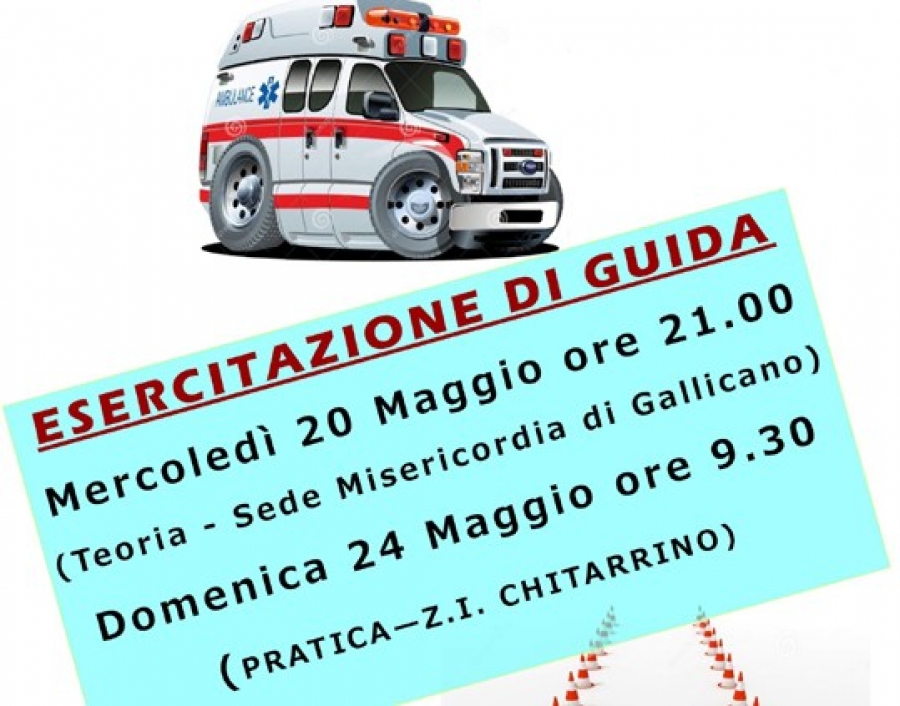 Esercitazione (aperta a tutti) di guida di ambulanze. Si inizia il 20 maggio